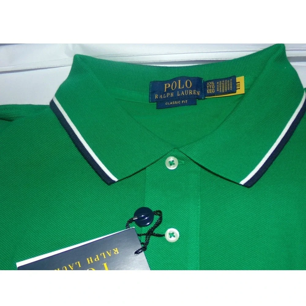 Polo Ralph Lauren Mens Green Classic Fit Tipped Short Sleeve Polo Shirt XXL NWT